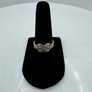 Vintage Sterling Silver 925 Marcasite Knot Ring –Size 6 to 6.5  Oxidized Patina